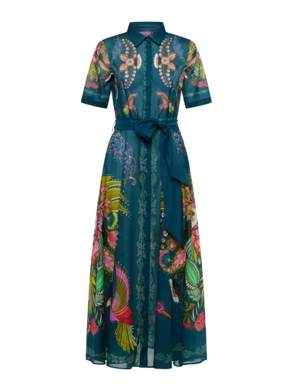 Cotton Chemsier Dress Hummingbird Print