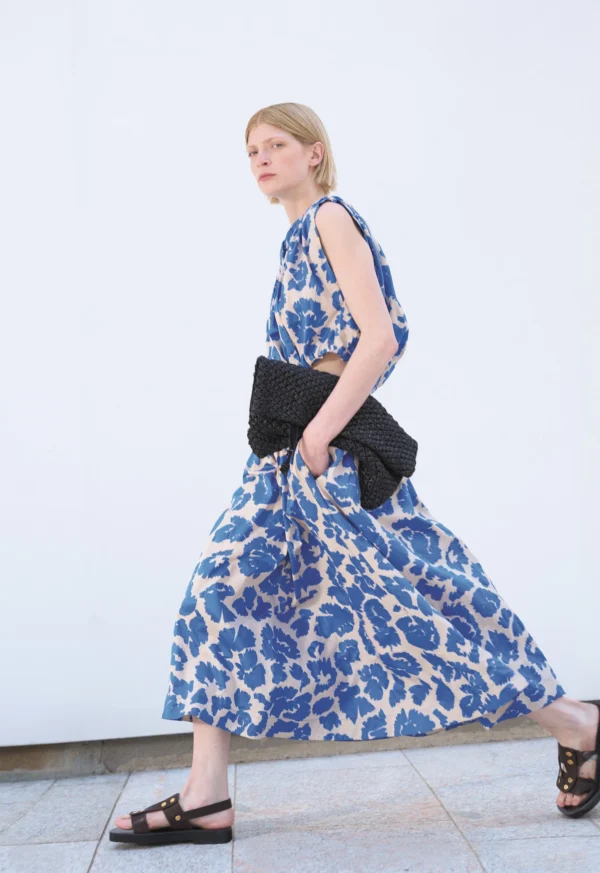 Floral Pleated Midi Skirt