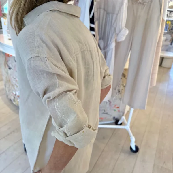 Maddie Linen Shirt, Camel - Image 4