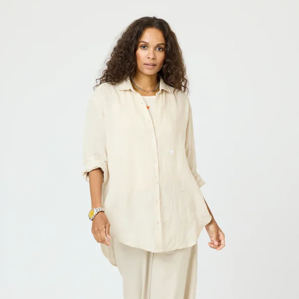 Maddie Linen Shirt, Camel - Image 5