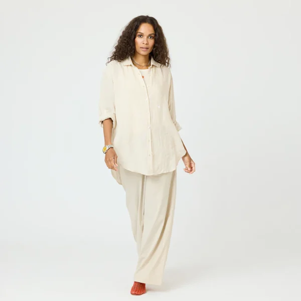Maddie Linen Shirt, Camel - Image 9