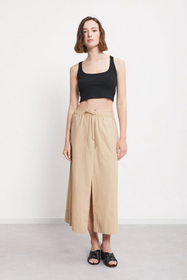 Poplin skirt with drawstring