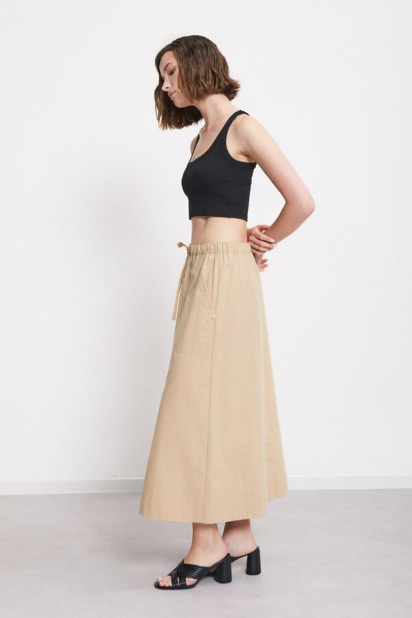 Poplin skirt with drawstring - Image 2