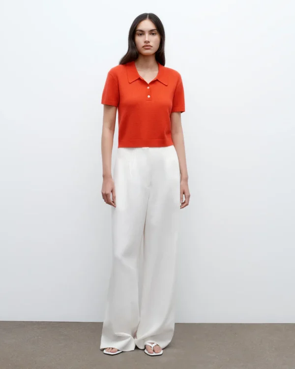 Thermal Polo in Fine Cashmere, Tomato - Image 6
