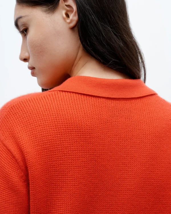 Thermal Polo in Fine Cashmere, Tomato - Image 5